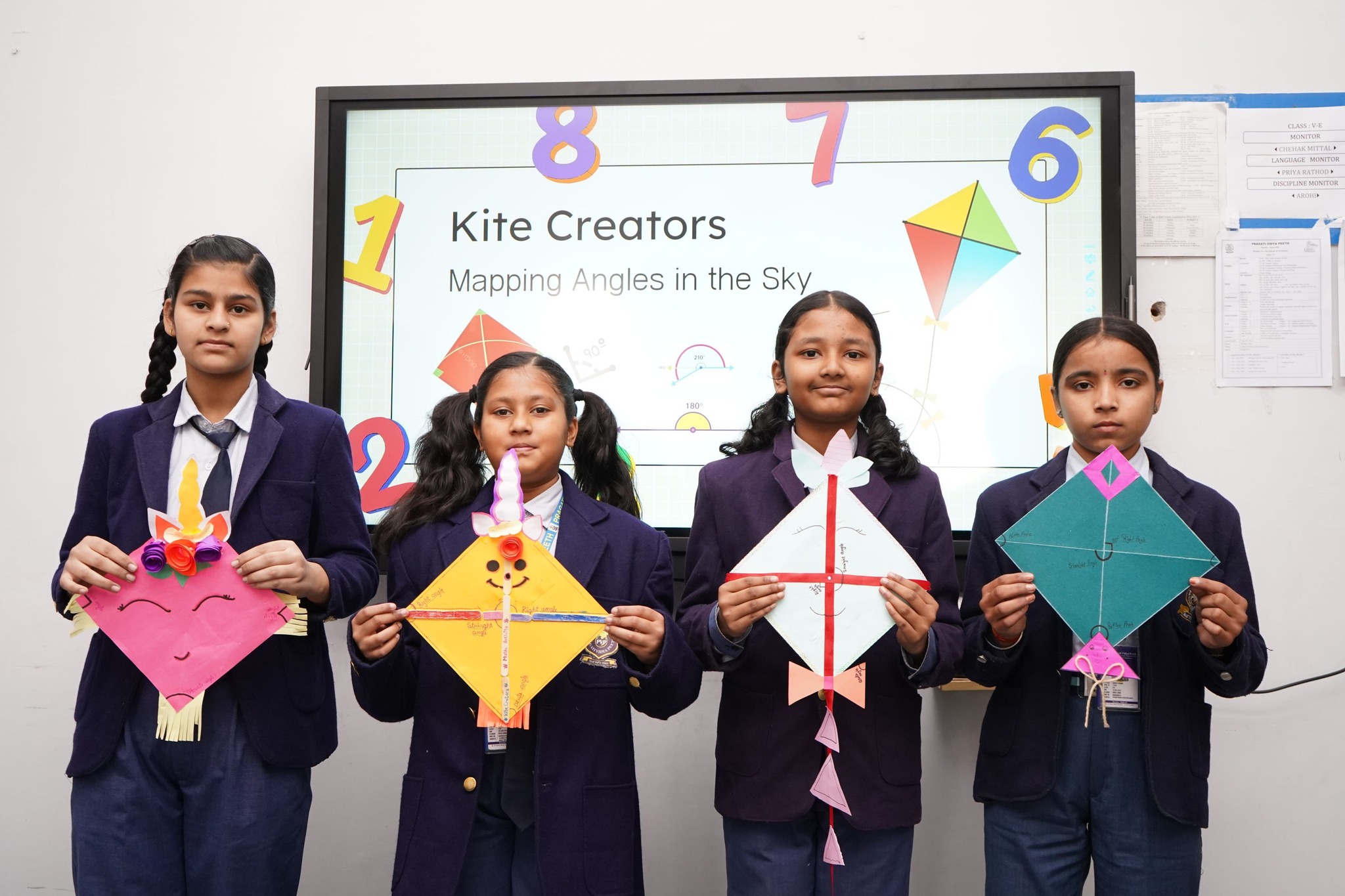 The skies at Pragati Vidya Peeth came alive as our creative Pragatians Class 5 soared into the world of geometry with the KITE CREATORS Mapping Angles In The Sky Competition