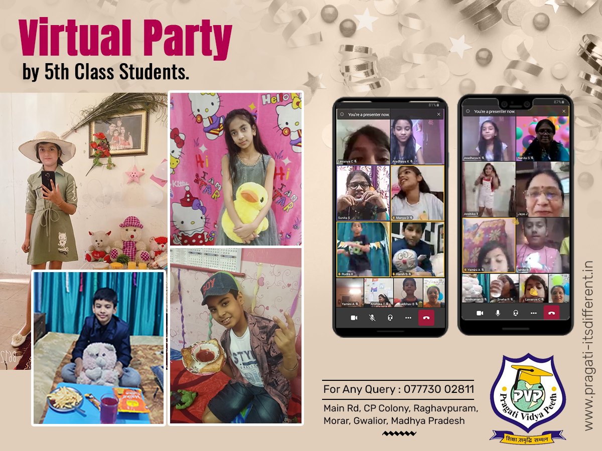 Our lovely students of Pragati Vidya Peeth (5th class ), participated in Virtual Party